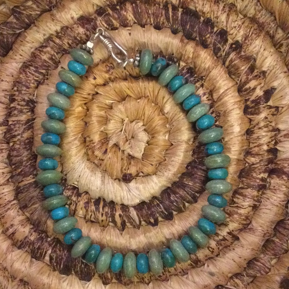Green and blue turquoise bead bracelet